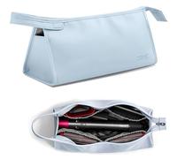 Veki Portable Travel Storage Bag Compatible with Dyson Supersonic Hair Dryer, PU Leather Protective Carrying Case for Dyson Airwrap Styler, Travel Organiser Bag for Hair Curler Accessories (Blue)