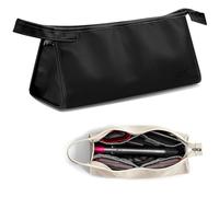 Veki Portable Travel Storage Bag Compatible with Dyson Supersonic Hair Dryer, PU Leather Protective Carrying Case for Dyson Airwrap Styler, Travel Organiser Bag for Hair Curler Accessories (Black)