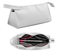 Veki Portable Travel Storage Bag Compatible with Dyson Supersonic Hair Dryer, PU Leather Protective Carrying Case for Dyson Airwrap Styler, Travel Organiser Bag for Hair Curler Accessories (Grey)