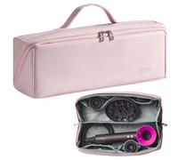 Veki Travel Storage Case for Dyson Airwrap Styler, Large Opening Travel Storage Bag Compatible for Shark Flexstyle Air Styling & Drying System, Portable Carrying Organizer for Hair Curler (Pink)