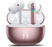 VEKJ AI Language Translation Earbuds Real Time, Supports 164 Languages With AI App, 3-in-1 Bluetooth 5.4 Translator Earbuds with 7 Trans Modes, 42H Translation Device fit Business/Travel, Rose Gold