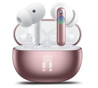 VEKJ AI Language Translation Earbuds Real Time, Supports 164 Languages With AI App, 3-in-1 Bluetooth 5.4 Translator Earbuds with 7 Trans Modes, 42H Translation Device fit Business/Travel, Rose Gold