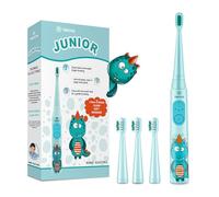Vekkia Sonic Rechargeable Kids Electric Toothbrush, 3 Modes with Memory, Fun & Easy Cleaning, 24000 Strokes, IPX7 Waterproof, 2-Min Timer for Age 5+, 4 Soft Bristles (Blue)