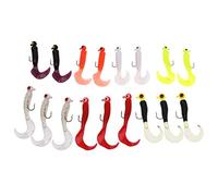 Vektenxi Premium Quality 17pcs Fishing Lure Jig Head Hook Grub Worm Soft Baits Shads Silicone