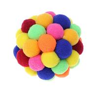 Vektenxi Premium Quality Colorful Cat Balls with Bells Catnip Interactive Soft Pom Pom Cat Ball Sound Toy Fun Activity Play Toys for Cat Kitten Pet S