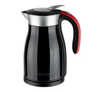 Vektra Kettle, Series 1 in Black/red, vacuum insulated environmentally eco-friendly kettle, stainless steel finish, 1.7 litre