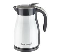 Vektra Kettle, Series 1 in White, vacuum insulated environmentally eco-friendly kettle, stainless steel finish, 1.7 litre