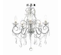 Vela 5 Light Bathroom Ceiling Light Chrome Clear IP44 Netlighting Grey One Size
