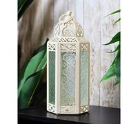Vela Lanterns Mid-Size Table/Hanging Glass Hexagon Moroccan Candle Lantern Holders - Light Cream