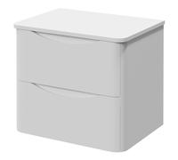 Vela Wall Mounted 2 Drawer Vanity Unit for Countertop Basins | Satin White | MFC | 600mm