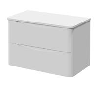 Vela Wall Mounted 2 Drawer Vanity Unit for Countertop Basins | Satin White | MFC | 800mm