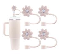 Velaco 4 PCS Silicone Straw Covers Cap Compatible with Stanley 30&40 Oz Cup, 10mm Cute Flower Straw Toppers for Tumblers, Dust-Proof Drinking Straw Caps for Reusable Straws Tips Lids