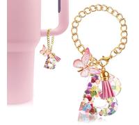 Velaco Letter Charm Accessories for Stanley Cup with Handle, Cute Initial Letter B Keychain Handle Charm with Butterfly for Stanley Tumbler for Women Girls
