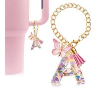 Velaco Letter Charm Accessories for Stanley Cup with Handle, Cute Initial Letter Keychain Handle Charm, A