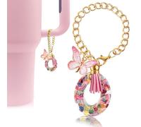 Velaco Letter Charm Accessories for Stanley Cup with Handle, Cute Initial Letter O Keychain Handle Charm with Butterfly for Stanley Tumbler for Women Girls