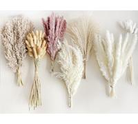 VELAFEE 120 Pcs Pampas Grass Bouquet Natural Dried Fluffy Decor for Home, Dried Flowers and Swinging DIY Boho Plant for Floral Arrangements Decorations