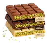 Velafee Dubai Chocolate Bar Pistachio Kunafa Variety Pack of 3 (Milk, White, Dark) 240g, Viral Dubai Pistachio Chocolate Kit, Premium UAE Milk Chocolate Bar Set