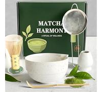 VELAFEE Matcha Set, Handmade Matcha Making Kit with Bamboo Whisk, Ceramic Bowl, Spoon, Strainer & Holder, Kit for an Authentic Tea Ritual, Ideal Matcha Gift Set for Beginners and Enthusiasts