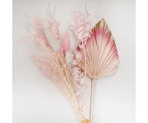VELAFEE Pink Dried Flowers Bouquet for Room Decor Cake 12 Stems - 1 Oats 2 Wheat White Gem Grass Bunny Tails Ruscus Dream Star Flower Palm, 47 x 16 x 2.5 cm