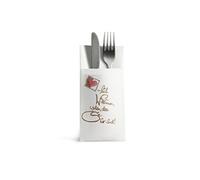 VelaHub Airlaid 50 Cutlery Napkins, Disposable Napkins, 39 x 40 cm, Herzlich Willkommen