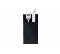 VelaHub Soft Point 50 Cutlery Napkins, High-Quality Disposable Napkins, 39 x 38 cm, Black