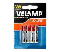 Velamp 1.5V Mini Alkaline Batteries - AAA Size - Pack of 4 - Ideal for Controllers, Toys, Flashlights and Electronic Devices