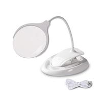 Velamp 2-in-1 Rechargeable LED lamp: with Table clamp or Stand. Magnification: 3X / 8X. 6 LEDs. Adjustable Brightness. Flexible Neck.