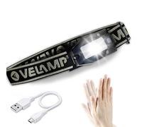 Velamp IH523 METROS Multifunction Rechargeable LED headlamp. Red and White Light, 150 lumens, IPX4. with Hands Switch. Ideal for Camping, Trekking, Black