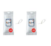 Velamp Kit of 100 Ties-2.5x200 mm Cable clamp, Nylon 6.6, Hyper-Resistant, White (Pack of 2)