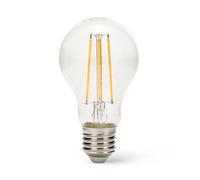 Velamp LED Filament Bulb, A60 Drop, E27 Base, 8W (1055 lumens Equivalent to 75W), Natural White Light 4000K, Transparent Glass, 330° diffused Beam