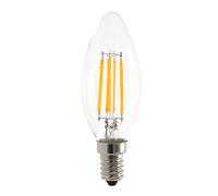 Velamp LED Filament Bulb, Olive C35, Edison E14 Base, 4W (470 lumens Equivalent to 40W), Warm White Light 2700K, Transparent Glass, 330° diffused Beam