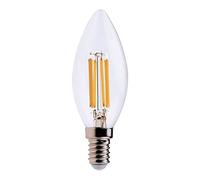 Velamp LED Filament Bulb, Olive C35, Edison E14 Base, 6W (806 lumens Equivalent to 60W), Natural White Light 4000K, Transparent Glass, 330° diffused Beam