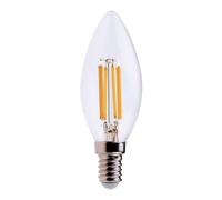 Velamp LED Filament Bulb, Olive C35, Edison E14 Base, 6W (806 lumens Equivalent to 60W), Warm White Light 2700K, Transparent Glass, 330° diffused Beam