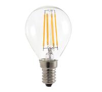 Velamp LED Filament Bulb, P45 Sphere, E14 Edison Base, 6W (806 lumens Equivalent to 60W), 2700K Warm White Light, Transparent Glass, 330° diffused Beam
