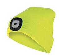 Velamp Lighthouse 100 Lumen Rechargeable Washable LED Front Light Beanie Hat with Rear Reflector for Camping Jogging Work Yellow Adult Unisex Single