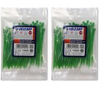 Velamp Plastic Cable Ties 100mm x 2.5mm, Green Electrician's Cable Strap, 100mm Nylon Cable Ties, 100 Pieces (Pack of 2)