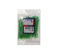 Velamp Plastic Cable Ties 100mm x 2.5mm, Green Electrician's Cable Strap, 100mm Nylon Cable Ties, 100 Pieces