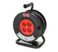 Velamp REEL-FR-25 Electric Extension Cable 25 m with 4 Sockets 16 A 3G 1.5 mm² Section + Circuit Breaker Black and Red