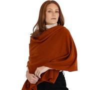 Velanio Cashmere 100% Cashmere Knitted Wrap Pashmina Shawl Extra Large Scarf Stole for Women Travel, Rust, Large
