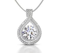 Velare Jewelry Platinum Plated Certified Moissanite Necklace for Women Gift for Her, 2 CT, Sterling Silver, Moissanite