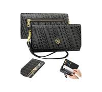 VelaStyle HandBag with Card Holder,Multi-Card Slots,Phone Compartment, Zipper Purse, Photo Slot Zipper Big Bag - Black