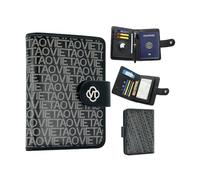 VelaStyle Passport Holder Wallet Bag with AirTag Holder, Card Slots Passport Solt Ticket Cash Solt, Photo Solt Sim Card Pen Slot., Black, Vintage