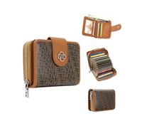 VelaStyle Wallet Bag with Accordion Card Holder,Multi-Card Slots, Zipper Purse, Photo Slot Zipper Big Bag - Brown