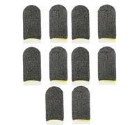 VELATEMOR 10PCS Gaming Finger Sleeves Touchscreen Finger Covers Thumb Sleeves Breathable Anti Sweat No Fingerprint for Mobile Phone Games with Premium Nylon Elastic Fit (Black Yellow)