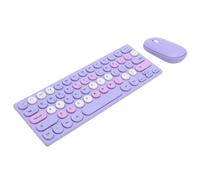 VELATEMOR 2.4G Wireless Keyboard and Mouse Combo, Retro Keycaps 64 Keys Keyboard Click Soft, Auto Sleep Mode, 1200dpi Adjustable Wireless Mouse with Receiver for WINDOWS OS X (Violet)