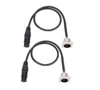 VELATEMOR 2PCS XLR Pass Through Cables, Male Panel Mount to Female Connector 3 Pin D Type XLR Cable, for Stage Box Patch Panel Floor Box 2FT (Black)