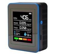 VELATEMOR 5 in 1 Air Quality Tester CO2 TVOC HCHO Meter Easy to Operate Detector for Indoor Air Monitoring (Black and Blue)