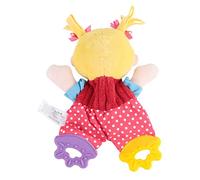 VELATEMOR Adorable Cartoon Pattern Soft Rattle Baby Towel Rocking Tooth + Baby Safe Companion + Bite Reduction + Lion1 Lion2 for Over 3 Months (02 girls)