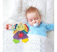 VELATEMOR Adorable Cartoon Pattern Soft Rattle Baby Towel Rocking Tooth + Baby Safe Companion + Bite Reduction + Lion1 Lion2 for Over 3 Months (02elephant)