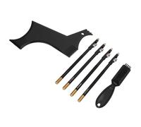 VELATEMOR Beard Shaper Template Kit for Home or Travel Grooming with 4 Barber Pencils and Beard Brush for Perfect Contours (Black)